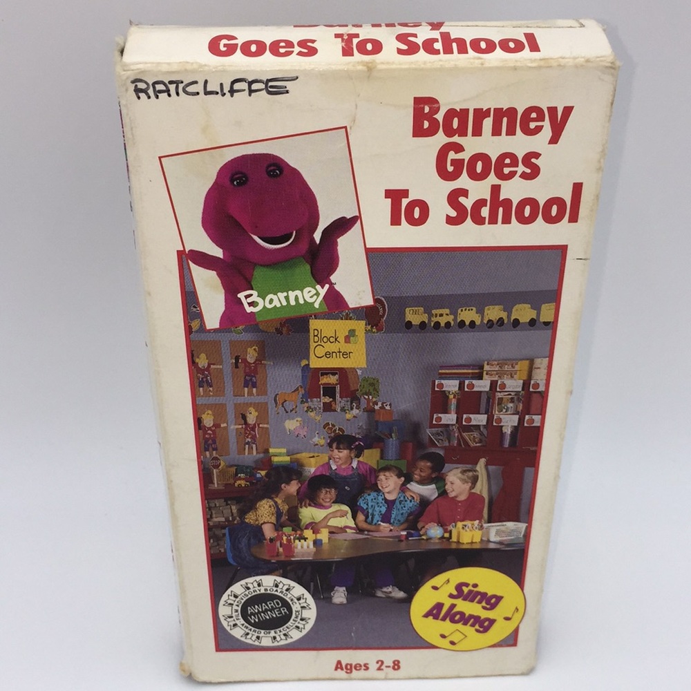 Barney Goes To School Sing Along VHS Video 1990 Vintage Purple Dinosaur
